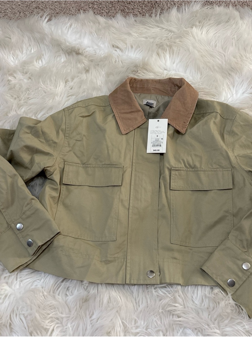 a new day tan Utility Jacket with Brown Corduroy Collar